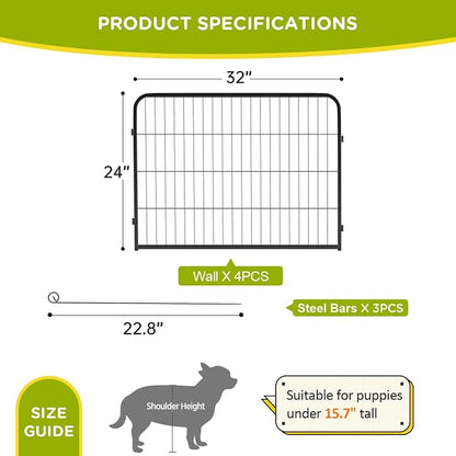 BestPet | Dog Playpen Extender | 24 Inch, 4 Panels | Heavy Duty Metal Pet - Image 7