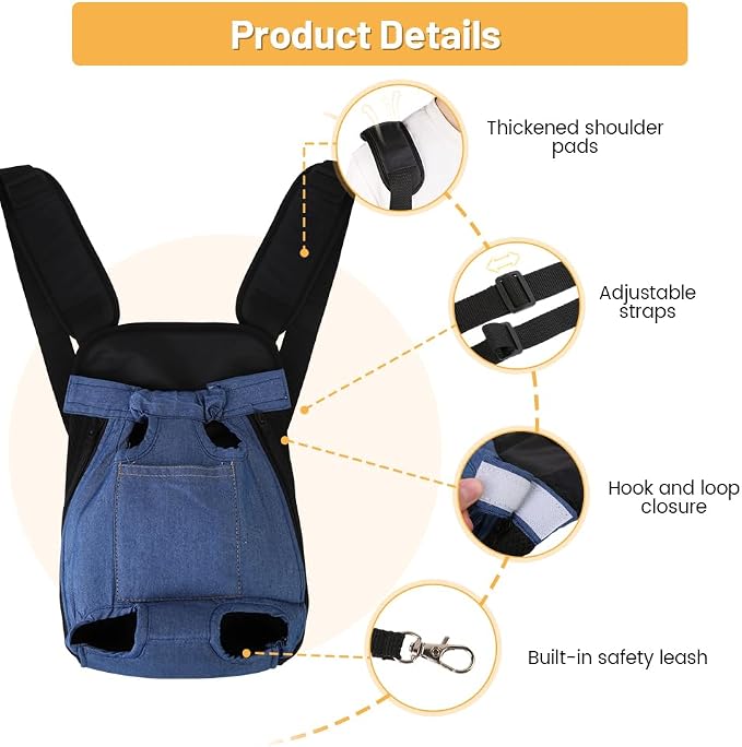 Inspack Dog Backpack Carrier/Cat Carrier, Adjustable Pet Front Carriers Travel - Image 6