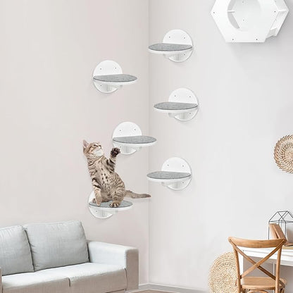 Cat Wall Shelves Furniture Set of 6, Wooden Cat Steps for - Image 4