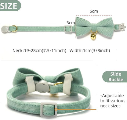 Soft Corduroy Cat Collar, Plaid Pattern, - Image 4