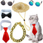 6 Pieces Pets Dog Cat Bowtie Pet Sunglasses and Summer Pet Straw Hat by Yosbabe