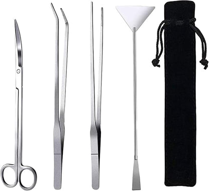 15in Aquascaping Tools, 4 in 1 Long Aquarium Tweezers Scissors Spatula by FISTOY+Aquarium+Supplies