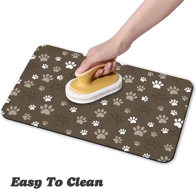 Dog Food Mat, Absorbent Water Bowl Mats Cat Pet Feeding Placemats Brown 12 * 20 - Image 4