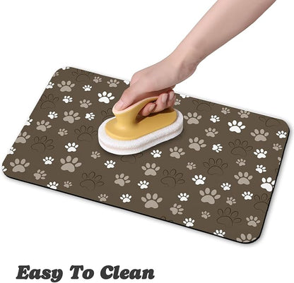Dog Food Mat, Absorbent Water Bowl Mats Cat Pet Feeding Placemats Brown 16 * 24 - Image 4