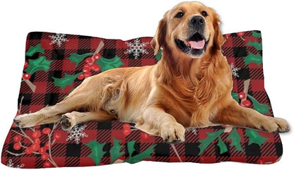 Festive Berry Snowflake Dog Crate Pad Dog Crate Bed Waterproof Pet Bed - Image 7