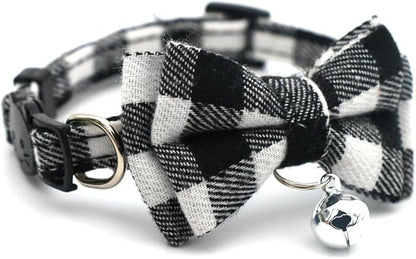 White Plaid Dog Bow Collar - Image 6