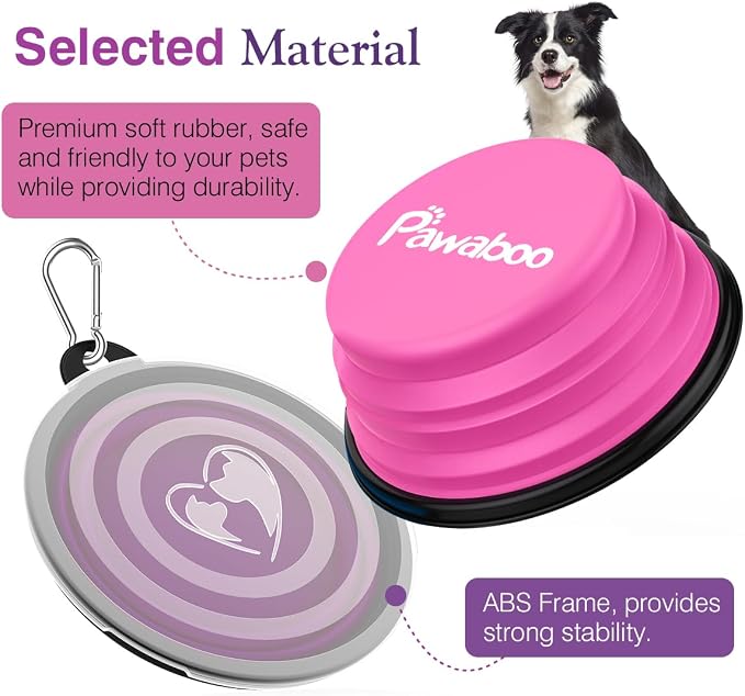 Pawaboo Collapsible Dog Bowls 2 Pack, Silicone Feeding Watering Bowls - Image 6