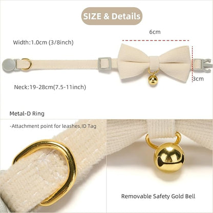Soft Corduroy Cat Collar, Plaid Pattern, - Image 4
