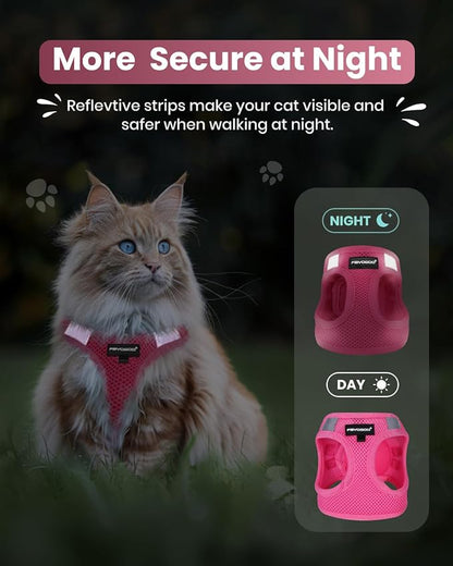 FAYOGOO Pink Solid Cat Harness and Leash Set, Escape Proof, Adjustable - Image 5