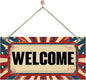 Welcome Sign for Front Door, Welcome Decor Wooden Hanging Sign for Wall Decor by corner+wind