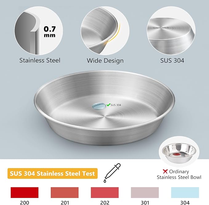 6-Pack Stainless Steel Cat Food Bowls, Shallow Whisker-Friendly Non-Slip - Image 2