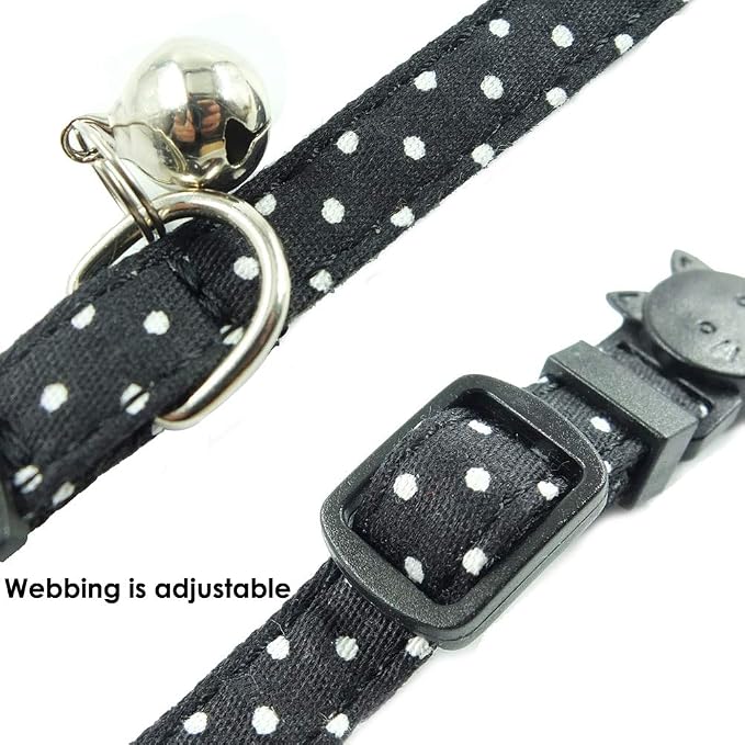 Cat Collar with Bell and Bow Tie, Breakaway Clasp Cute Dots Kitty Kitten - Image 5