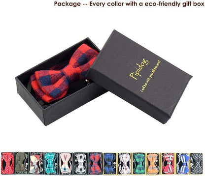 Cat Collar Breakaway with Bell and Bow Tie, Plaid Design Adjustable Safety - Image 2
