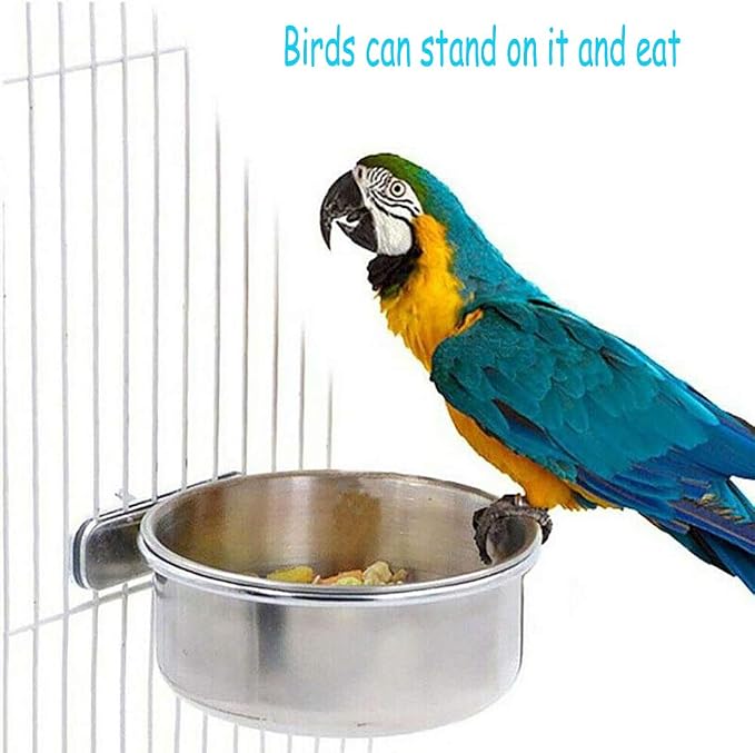 PINVNBY Parrot Feeding Cups Birds Food Dish Stainless Steel Parrot Feeders - Image 3