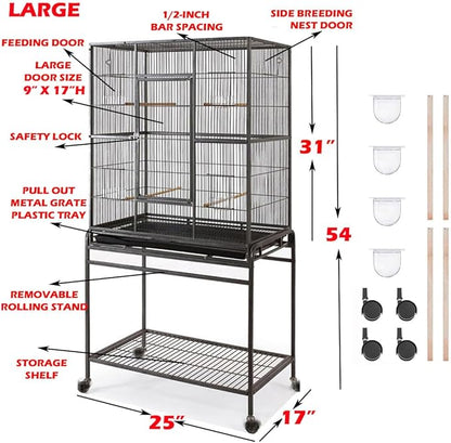 54" Large Wrought Iron Breeding Flight Canary Parakeet Cockatiel Lovebird Finch - Image 2