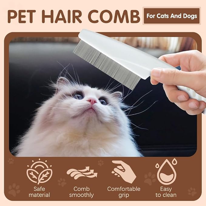 2 Pack Multifunctional Pet Comb, Upgrade Pet Grooming Brush Magic Tear Stain - Image 6