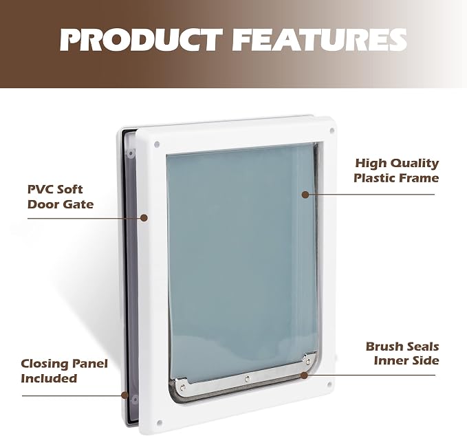 Doggie Dog Flap Interior Sliding Door Wall 2 Ways Locking Entry Pet Glass Door - Image 4