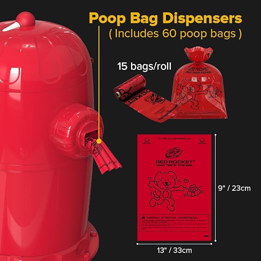 Red Rocket Pets Dog Poop Trash Can Doggy Twist'R, Odor Free Dog Waste Disposal - Image 4