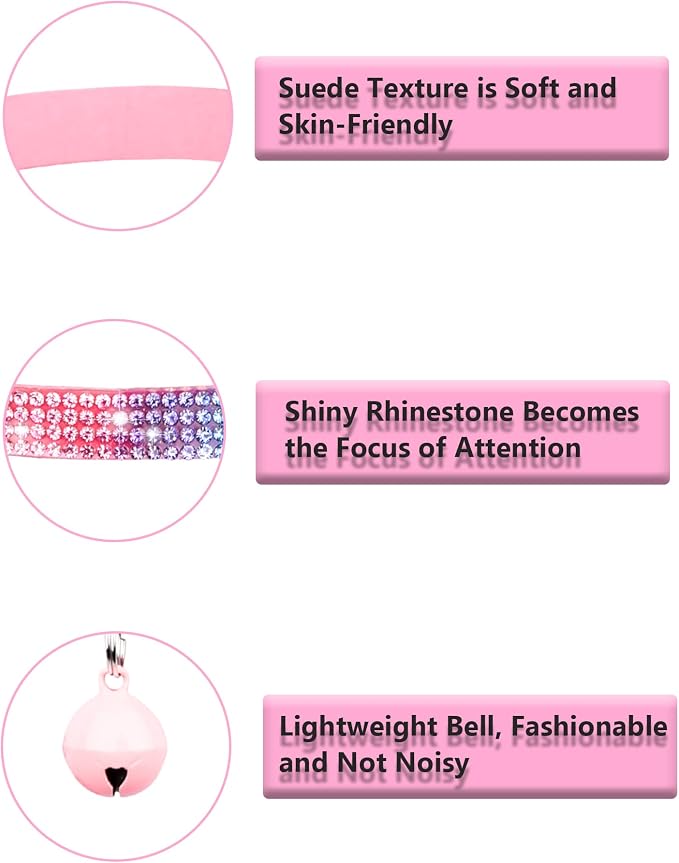 Cat Collars for Girl Cats with Rhinestone Soft Velvet, Breakaway Cat Collars - Image 3