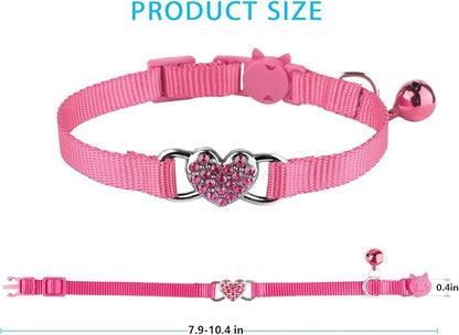 2 Pcs Cat Collars Heart Bling Breakaway - Image 3