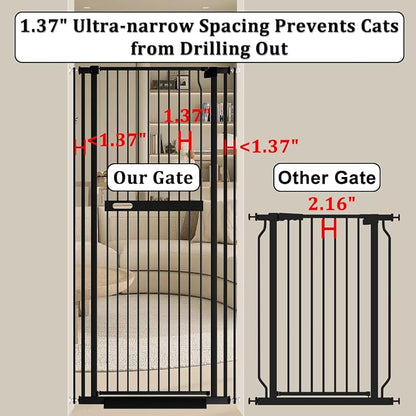 WAOWAO 71" Extra Tall Cat Pet Gate 29.92-45.66" Wide Pressure Mounted Walk - Image 3
