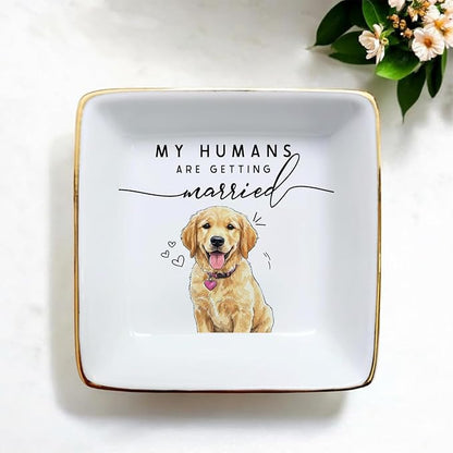 Custom Pet Portrait Watercolor Ring Dish, My Humans Are Getting Married Jewelry - Image 2