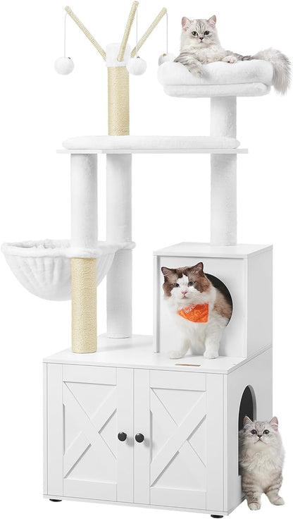 Feandrea Cat Tree with Litter Box Enclosure, 59-Inch Modern Cat Tower, 2-in-1 by FeandreabySONGMICSHOME