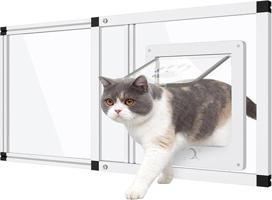 Sliding Cat Door for Window, Fits 37"-45" Width Window, 2-Min Install | by Yoochee