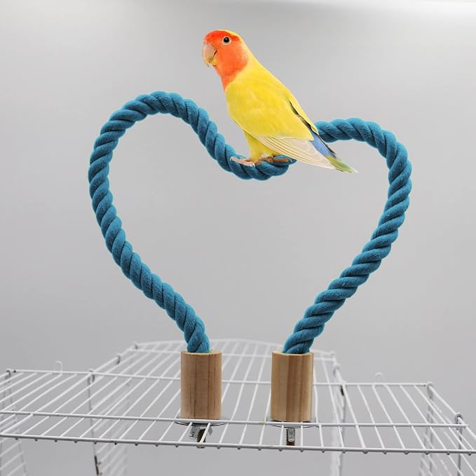 2 Pack Bird Rope Perch and Swing, Bird Cage Stand Pole Accessories, Climbing Toy - Image 4