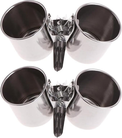 2 PCS Stainless Steel Bird Bowls by Unknown