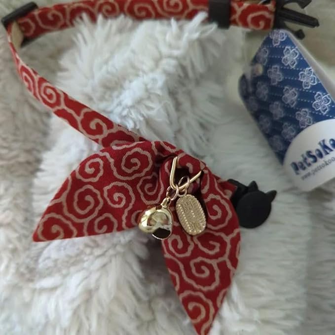 PetSoKoo Bunny Ears Cat Collar, Japan Lucky ‘開三運’ Charm. Safety Breakaway - Image 6