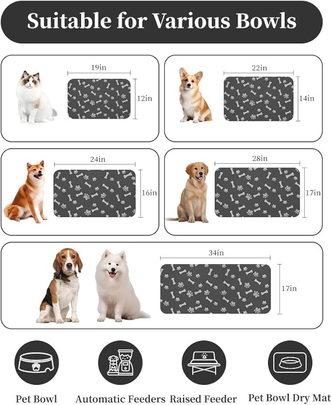 MontVoo Dog Food Mat-Large Pet Feeding Mat - Image 4