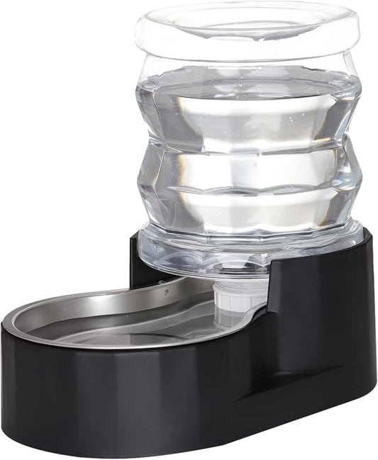 RIZZARI Automatic Gravity Pet Waterer Dispenser : 4L Black Stainless Steel Bowl by RIZZARI