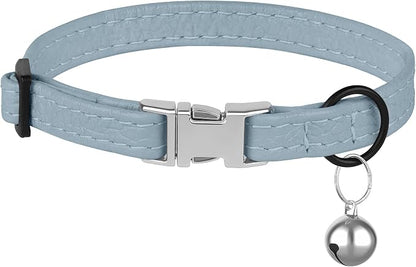 Leather Cat Collar with Buckle and Removable Bell - Image 7