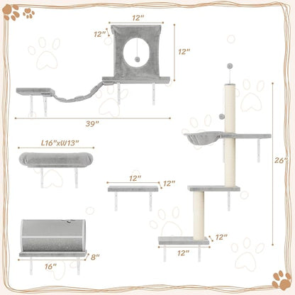 NUNU LAB 14-in-1 Cat Wall Shelves Set, Wall-Mounted Cat Climber - Image 2