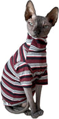 Vintage Stripes Sphynx Hairless Cats Shirt Cotton Cat Turtleneck Pet Clothes by Kitipcoo
