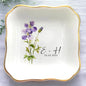 Personalized Floral Jewelry Dish, Engaged Ring Dish, Custom Trinket Dish by Anniversaree