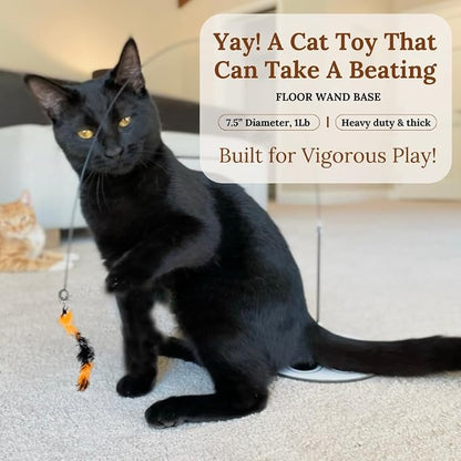 Cat Wand Toy with Round Base – Interactive Feather & Glow-in-The-Dark Octopus - Image 3