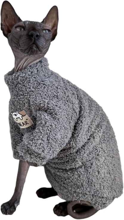 Sphynx Cat Clothes Hairless Cat Super Soft Warm Fleece T Shirt Elastic Winter - Image 3