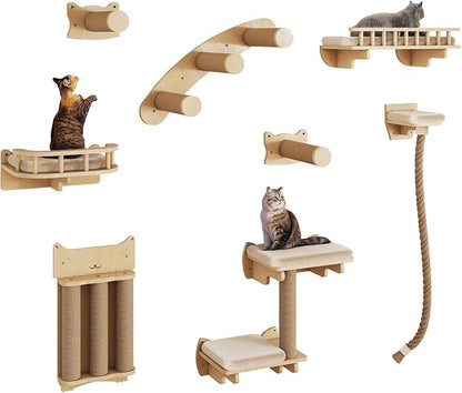 BYBYME Cat Climbing Wall Set Made of Natural Wood, Kitten Platform, 100CM Sisal - Image 8