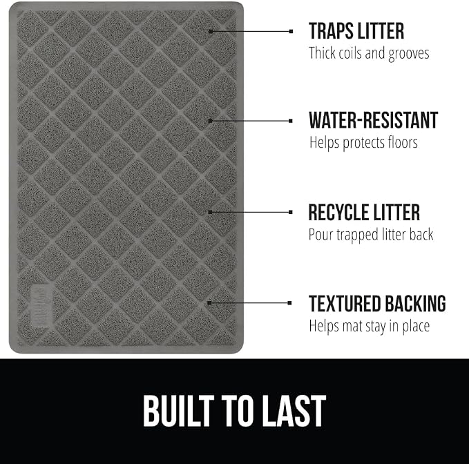 GORILLA GRIP Cat Litter Box Mat, 35x23 2 Pack, Water Resistant, US Designed - Image 2