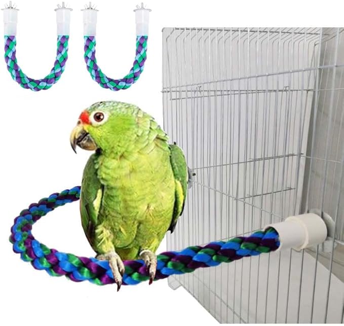 2Pcs 11.8’’Bird Rope Perches, Bendable Climbing Standing Chew Cage Toys by OSWINMART