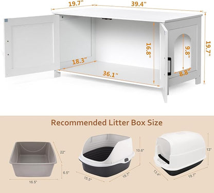 Homhedy 39.4" L Cat Litter Box Enclosure, Pet House - Image 5