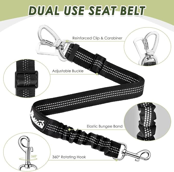 SlowTon Dog Seat Belt Harness for Car, Dog Car Harness Adjustable Mesh - Image 5