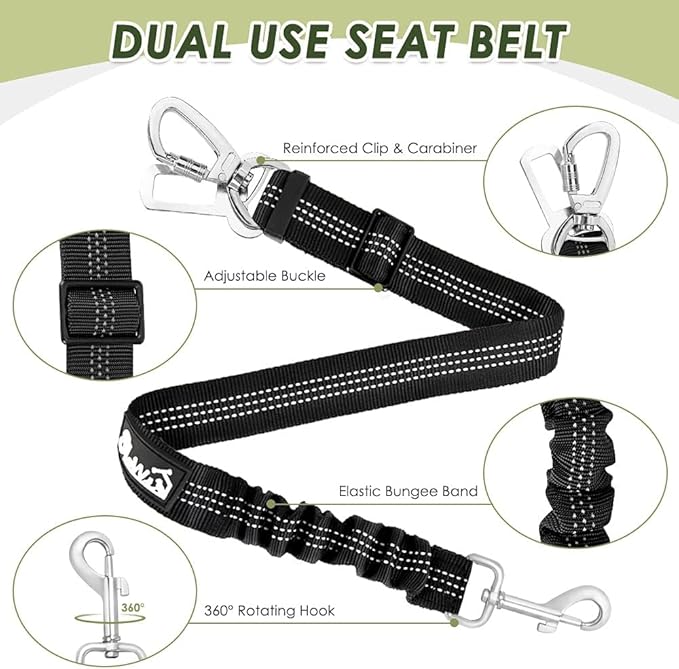 SlowTon Dog Seat Belt Harness for Car, Dog Car Harness Adjustable Mesh - Image 3