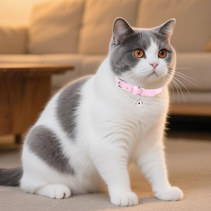 PUPTECK 2 PCS Soft Genuine Leather Cat Kitten Collar - Image 3