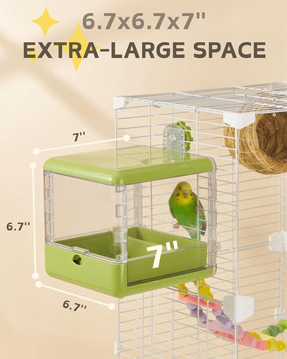 septillar Bird Feeder and Bath for Cage, Hanging Bird Bathtub Bath Shower Box - Image 2