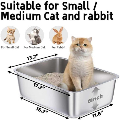 Stainless Steel Litter Box, Medium Metal Litter Box - Image 2