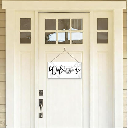 Welcome Sign for Front Door, Welcome Decor Wooden Hanging Sign, Unique Western - Image 4