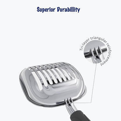 WePet Cat Litter Scoop, Aluminum Alloy Sifter, Kitty Metal Scooper, Deep Shovel - Image 3
